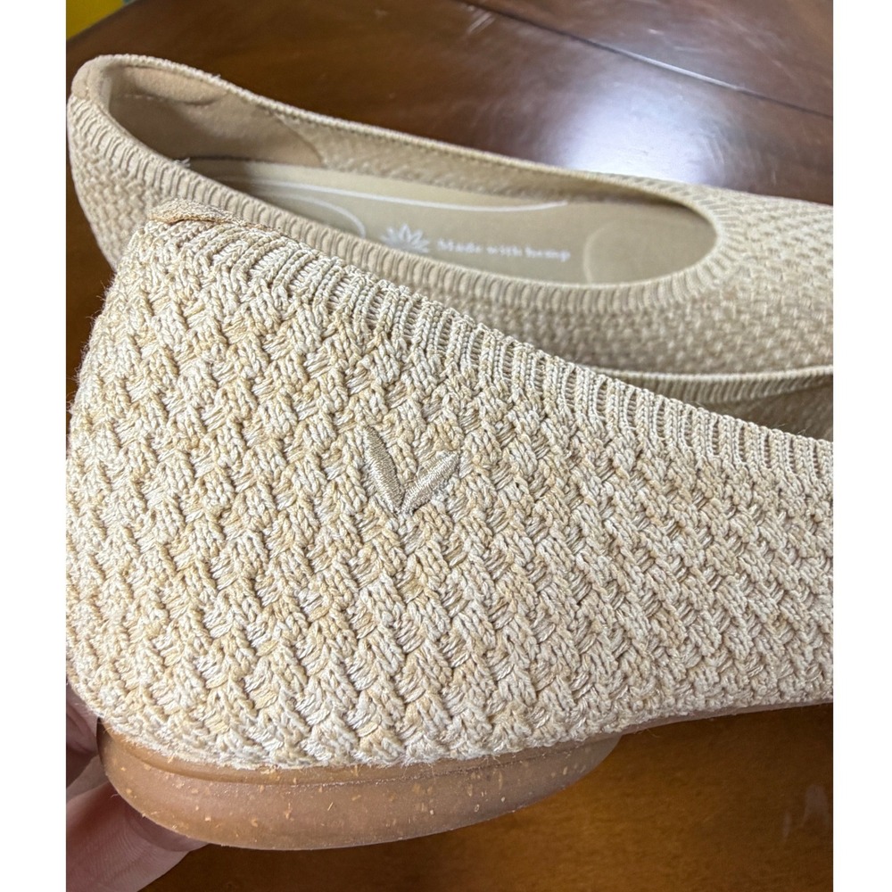 VIVAIA Aria 5° Pointed Toe Flats Women 40/9.5 Ballet Beige Knit Sustainable Hemp - Picture 3 of 9